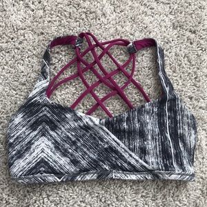 Black, White, Purple Lululemon Free to be Wild Bra